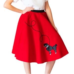 Hip Hop 50s Shop Red Poodle Skirt Rockabilly Circle Skirt XS S